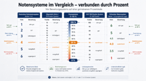 Noten in Prozent umrechnen – Tabelle für jedes System